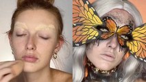 Underrated makeup artist fuses together face paint & mask to create STUNNING butterfly look
