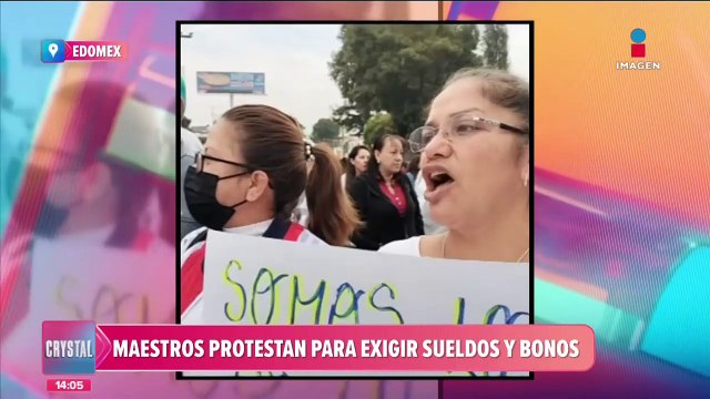 Maestros realizan protesta para exigir sus sueldos y bonos