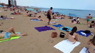 Beach Walk 4K - Barcelona Spain - Beautiful Beach - June 2022