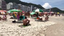 Hot day at Copacabana beach Brazil   beach walk 4K