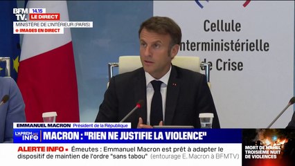 Mineurs arrêtés lors des émeutes: Emmanuel Macron appelle "tous les parents à la responsabilité"