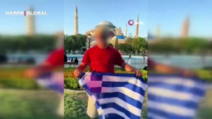 Sultanahmet’te Yunan bayrağı açan kişiye Türkiye'ye giriş yasağı konuldu