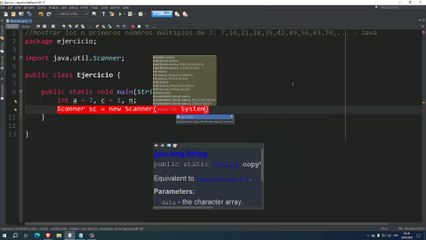 Mostrar los n primeros números múltiplos de 7: 7,14,21,28,35,42,49,56,63,70,... en Java