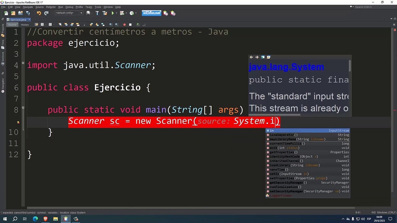 Convertir centímetros a metros en Java