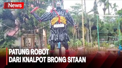 Unik! Polisi di Tana Toraja Buat Patung Robot Setinggi 3 Meter dari Knalpot Brong Hasil Sitaan