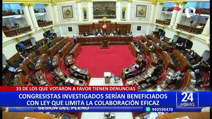 Congreso: 33 parlamentarios investigados votaron a favor de poner límites a la colaboración eficaz