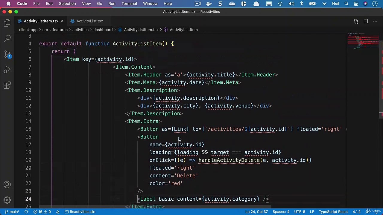 Net. Core and React Styling the User Interface - Styling the activity list