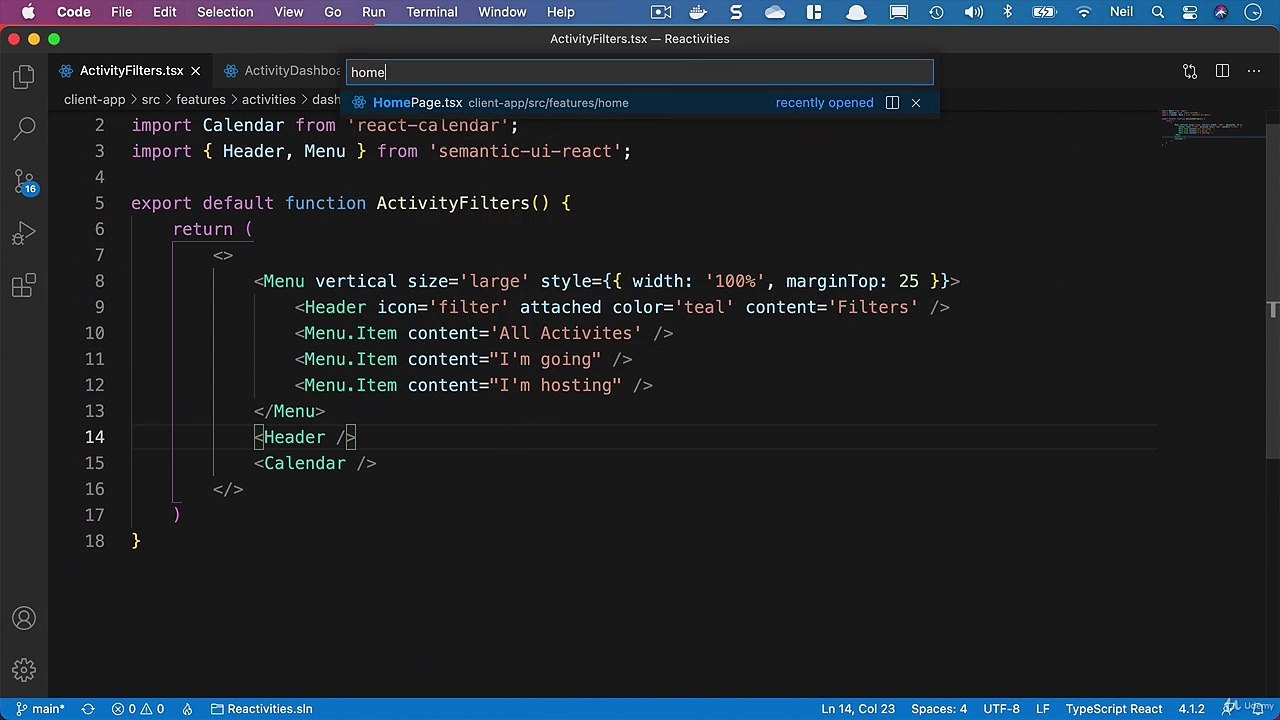 Net. Core and React Styling the User Interface - Styling the home page