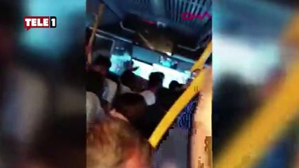 Çığlık çığlığa beklediler! Gözü dönmüş grup İETT otobüsüne saldırdı