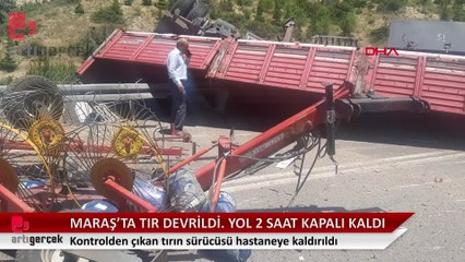 Tır devrildi, yol  iki saat kapandı