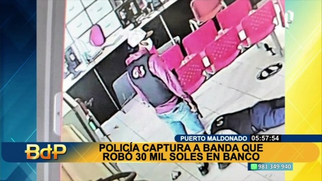 Puerto Maldonado: capturan a miembros de banda criminal que robó S/30 mil de entidad financiera