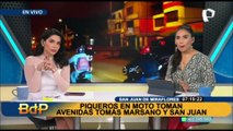 Piqueros en motos lineales toman avenida Tomas Marsano y San Juan