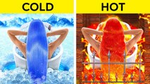 Extreme Hot Vs Cold Challenge || We Adopted Fire Girl Vs Ice Girl! Parenting Hacks By 123 Go!