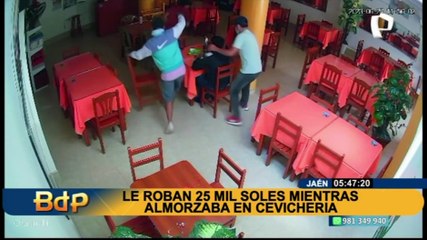 Violento asalto en Jáen: le roban S/25 mil a joven que fue a comer a cevichería