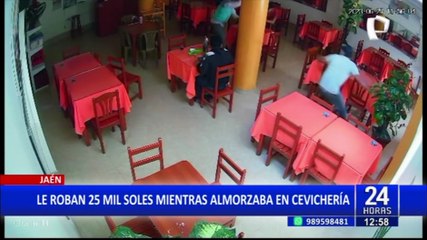Violento asalto en Jáen: le roban S/25 mil a joven que fue a comer a cevichería