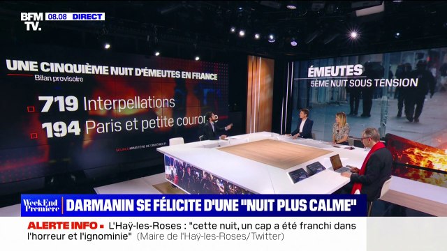 Violences urbaines: 719 personnes interpellées dans la nuit de samedi à dimanche, 45 policiers et gendarmes blessés