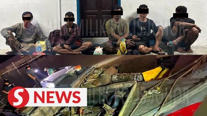 Johor cops nab five foreigners for stealing scrap metal from barge