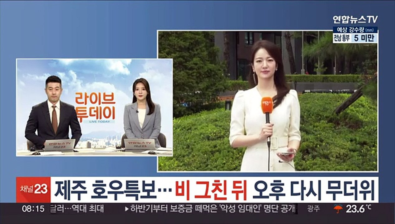 [날씨] 제주 호우특보…비 그친 뒤 오후 다시 무더위