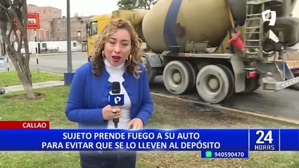 Chofer quema su auto durante operativo para evitar que se lo lleven al depósito