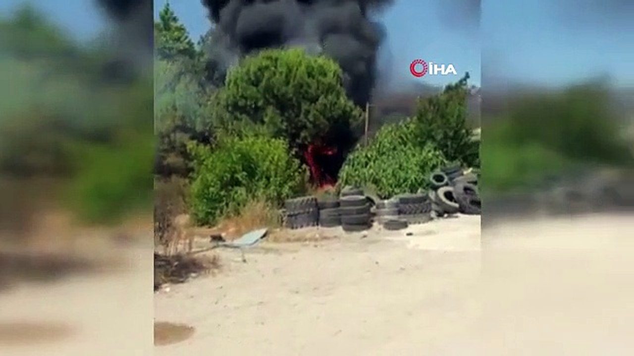 Les pneus transformés en boule de feu