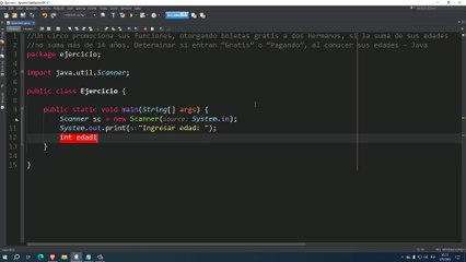 Un circo promociona sus funciones, otorgando boletas gratis a dos hermanos, si la suma de sus edades no suma más de 14 años. Determinar si entran “Gratis” o “Pagando”, al conocer sus edades en Java