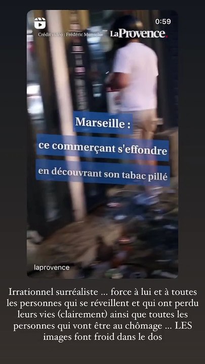 Kevin Guedj s'insurge contre les violences à Marseille suite à la mort de Nahel et partage une terrible vidéo. Instagram