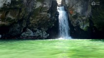 Calming Turquoise River and Waterfall in Rocks: 1 Hour of Nature Sounds for Peaceful Sleep