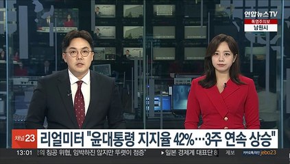 리얼미터 "윤대통령 지지율 42%…3주 연속 상승"