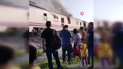 Yolcu trenin vagonu alev alev yandı, vatandaşlar büyük panik yaşadı