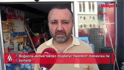 Boğazına ekmek takılan müşteriyi heimlich manevrası ile kurtardı
