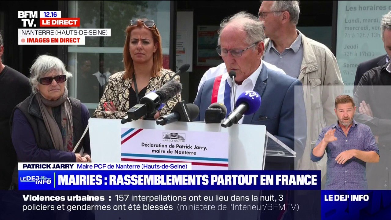Émeutes: Patrick Jarry, maire de Nanterre, remercie "toutes celles et tous ceux qui ont contribué à faire cesser ces violences"