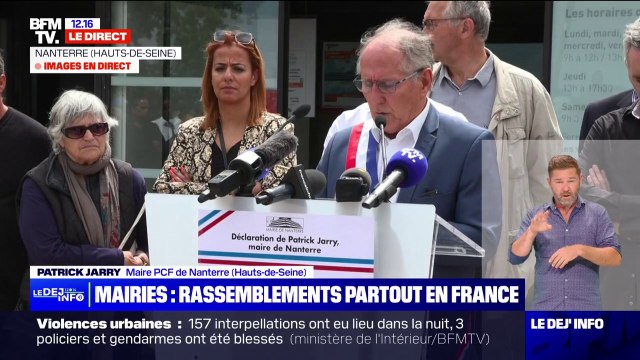 Émeutes: Patrick Jarry, maire de Nanterre, remercie toutes celles et tous ceux qui ont contribué à faire cesser ces violences