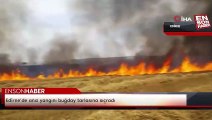 Edirne’de anız yangını buğday tarlasına sıçradı