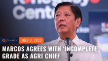 Marcos agrees with ‘incomplete’ grade in first year as agriculture chief