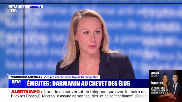 Émeutes: Il y a une dissonance entre ce que dit Gérald Darmanin et ce qu'on voit sur le terrain estime Marion Maréchal (Reconquête)