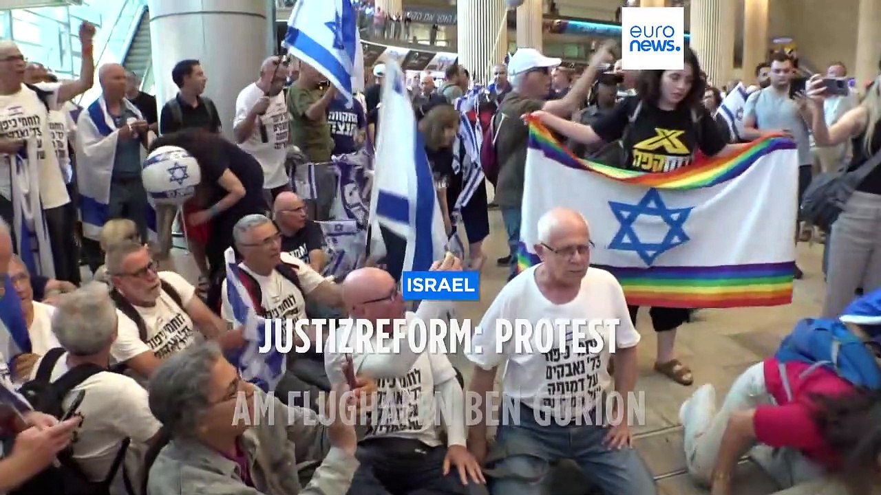 Gegner der Justizreform am Flughafen Ben Gurion