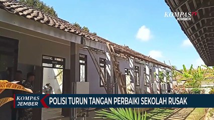 Polisi Turun Tangan Perbaiki Sekolah Rusak di Jember