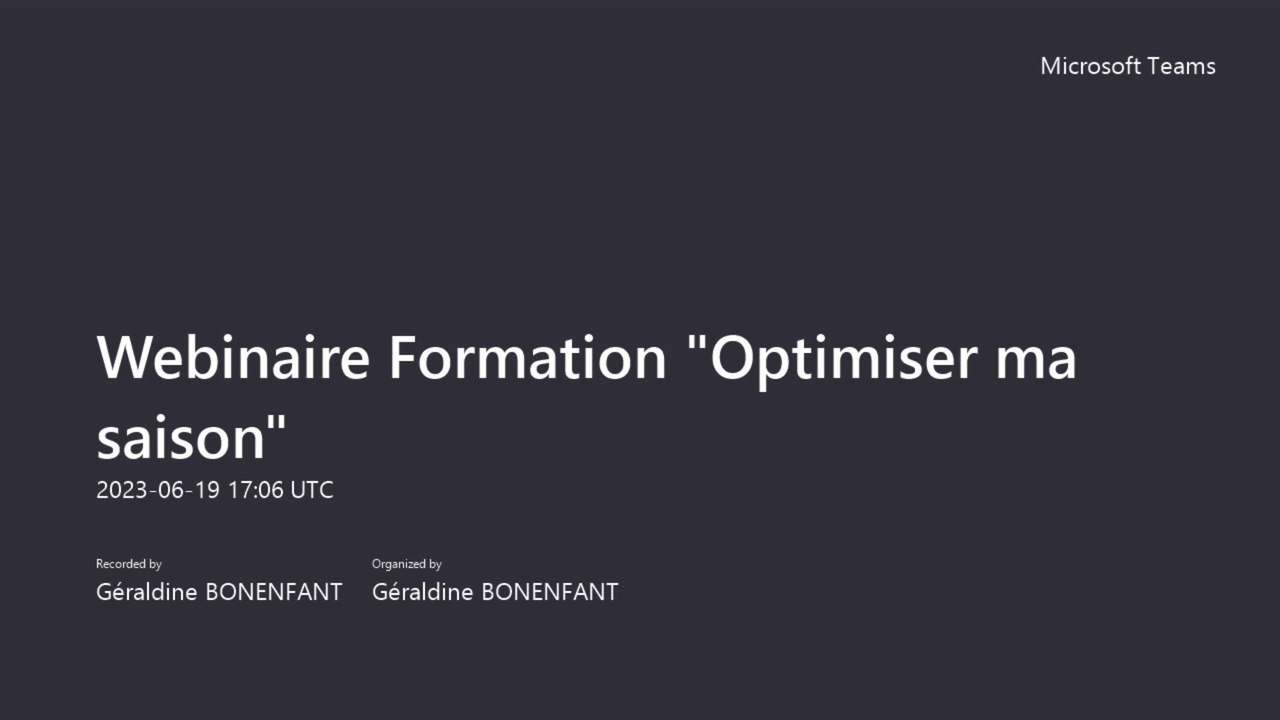 Webinaire Formation : Optimiser ma saison