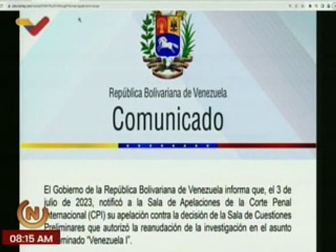 Comunicado | Gobierno de Venezuela informó a la CPI su apelación del asunto denominado “Venezuela I