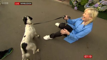 Carol Kirkwood pulled to the ground by dog on a lead