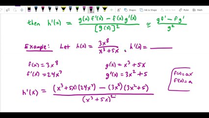 Derivative rules - quotient, exponential, trig, log