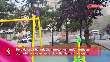 Alev alev yanan otomobil kullanılmaz hale geldi