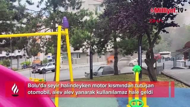 Alev alev yanan otomobil kullanılmaz hale geldi