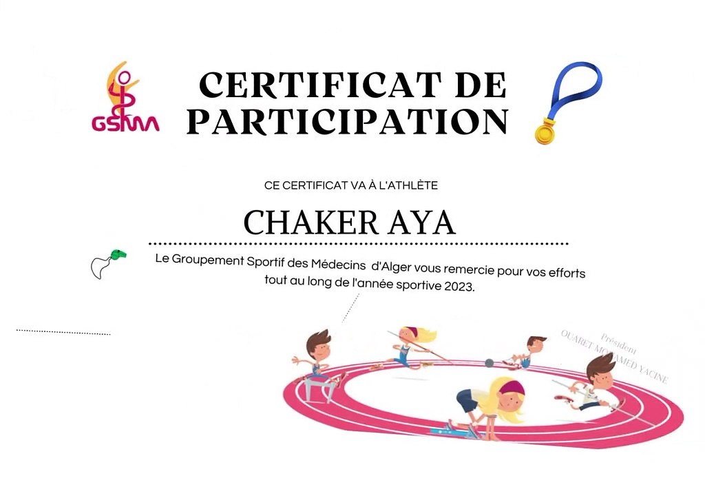 Certificat de participation