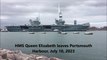 HMS Queen Elizabeth leaves Portsmouth Harbour, July 10 2023