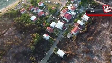Aliağa'da yanan ormanlar havadan görüntülendi