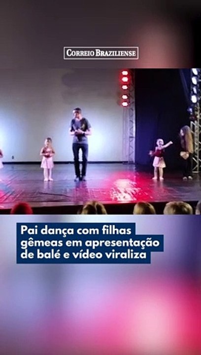 Pai dança com filhas gêmeas em apresentação de balé e vídeo viraliza