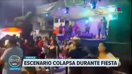 VIDEO: Escenario colapsa durante fiesta patronal en Veracruz
