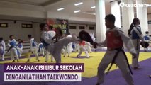 Nikmati Libur Sekolah, Anak-Anak Antusias Ikut Latihan Taekwondo di Polda Bali