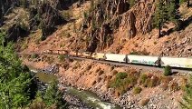 Union Pacific 9 locomotive monster train Byers Canyon and Bond Colorado_v240P